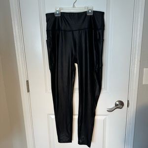Hartpor womens leather inspired leggings with pockets XL